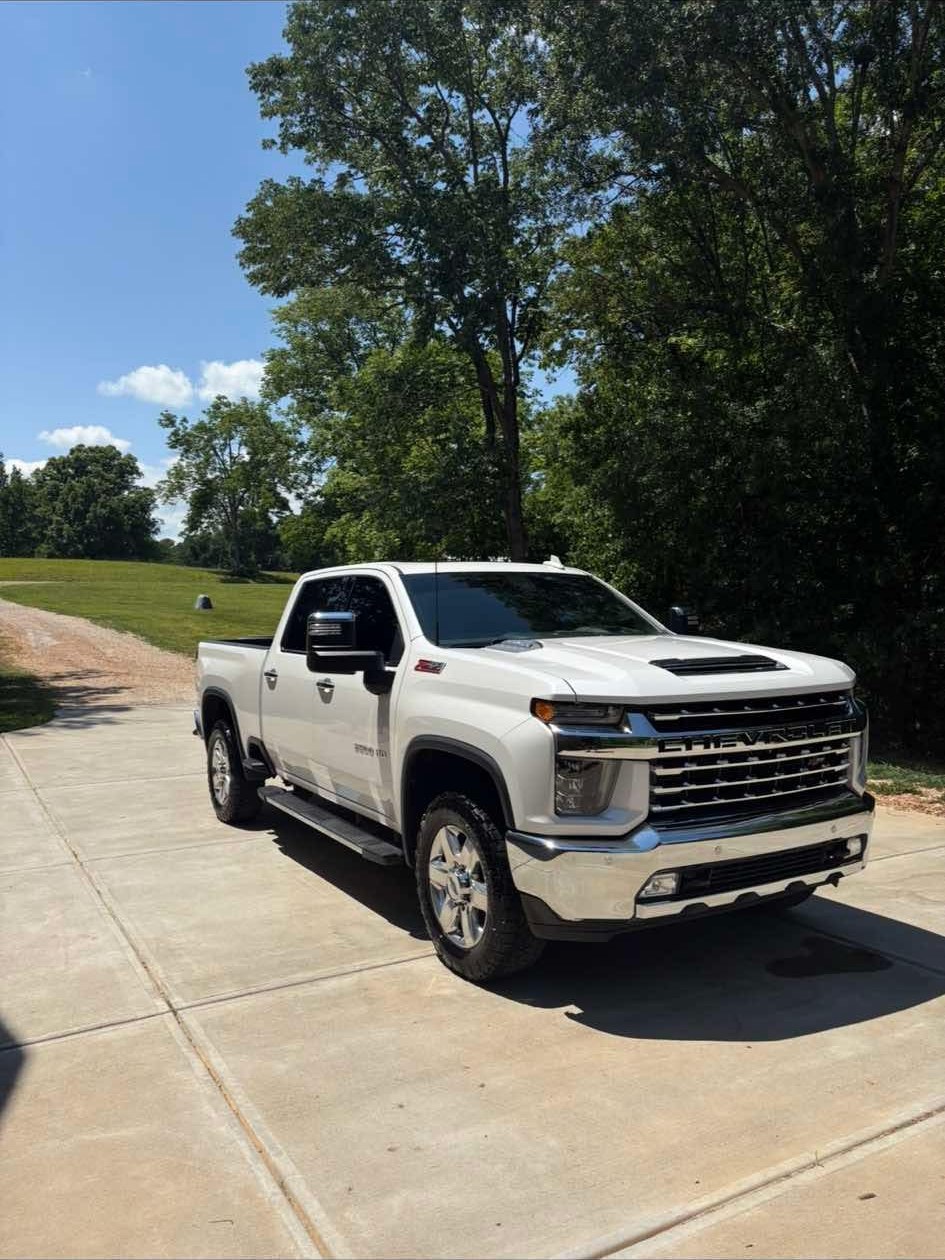White Chevrolet Silverado after an exterior wash